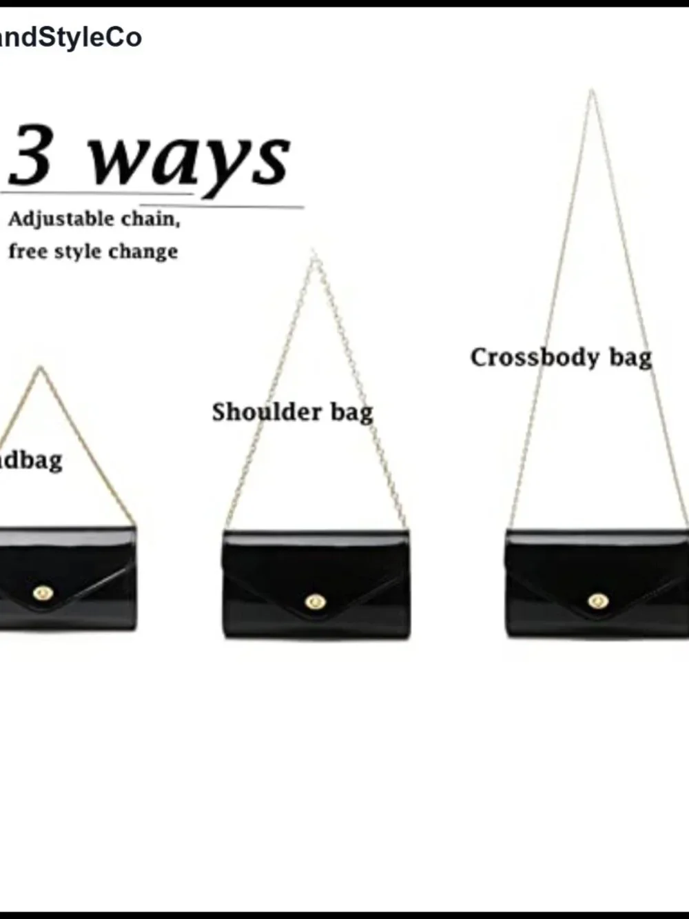 Patent Leather Envelope Clutch Purse Foldover Evening Bag with Chain Strap